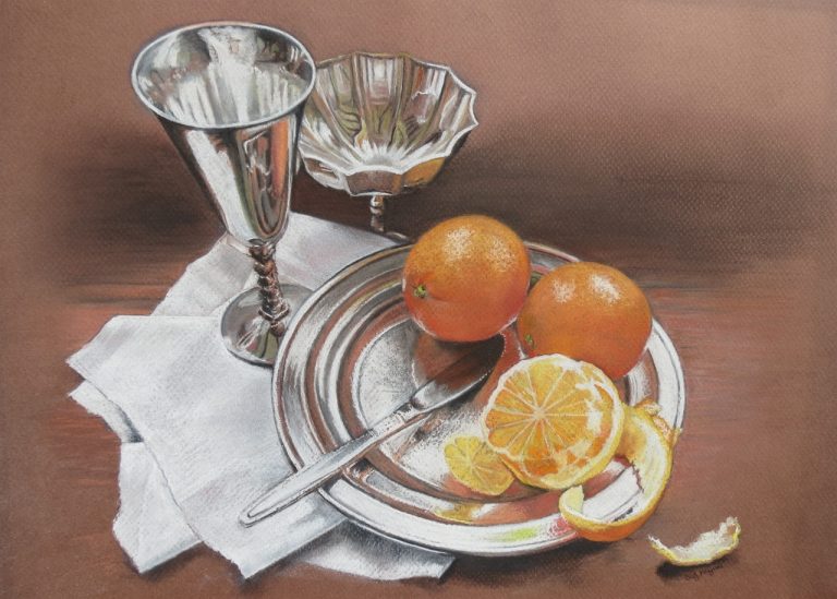 Oranges and Silver - Pastel