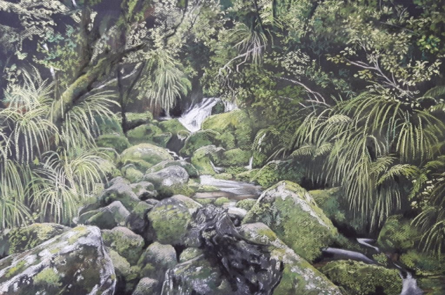 Huffam Falls, New Zealand- pastel